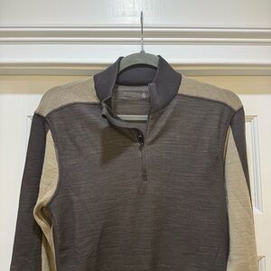 Smartwool Men's Brown and Cream Zip-Up Sweater Size Medium